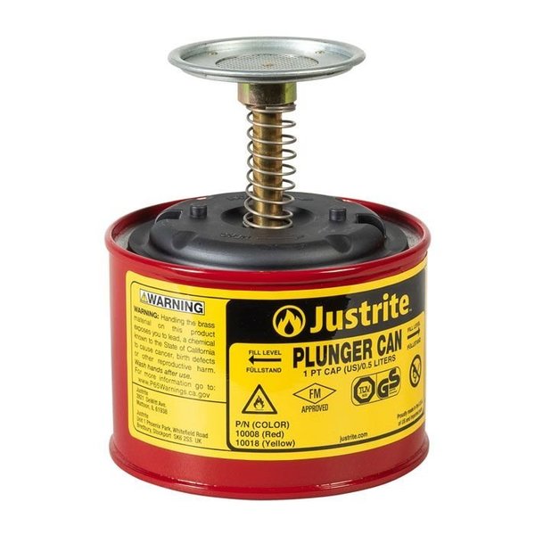 Justrite Justrite Plunger Can, 1-Pint, Red, 10008 10008
